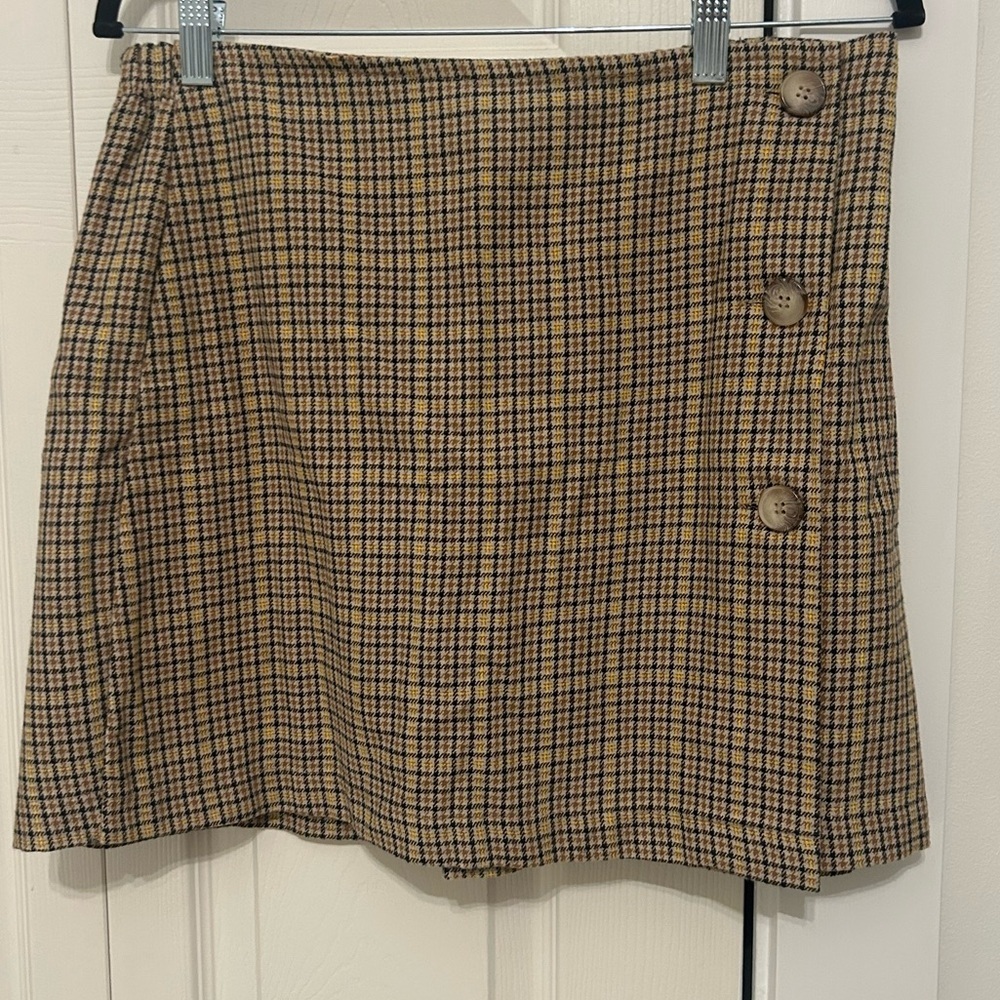 NWOT American Eagle Outfitters Tan Plaid A-Line Skirt